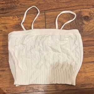 Mi Amore Ivory Cable Knit Crop Top